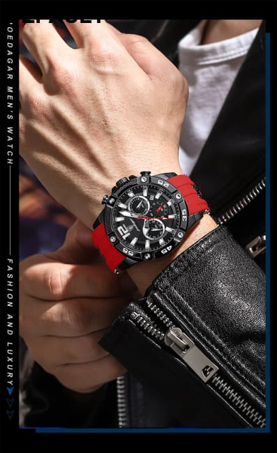 POEDAGAR Luxury Man Wristwatch Sport Chronograph Waterproof Luminous Date Watches for Men Casual Quartz Silicone Watch