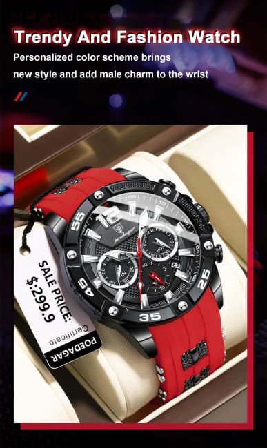 POEDAGAR Luxury Man Wristwatch Sport Chronograph Waterproof Luminous Date Watches for Men Casual Quartz Silicone Watch