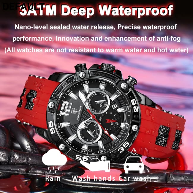 POEDAGAR Luxury Man Wristwatch Sport Chronograph Waterproof Luminous Date Watches for Men Casual Quartz Silicone Watch