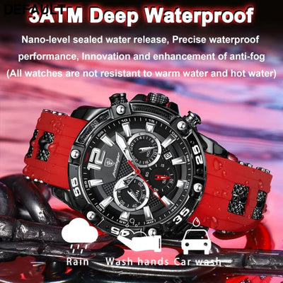 POEDAGAR Luxury Man Wristwatch Sport Chronograph Waterproof Luminous Date Watches for Men Casual Quartz Silicone Watch