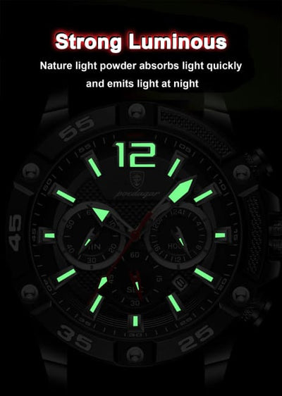 POEDAGAR Luxury Man Wristwatch Sport Chronograph Waterproof Luminous Date Watches for Men Casual Quartz Silicone Watch