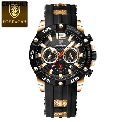POEDAGAR Luxury Man Wristwatch Sport Chronograph Waterproof Luminous Date Watches for Men Casual Quartz Silicone Watch