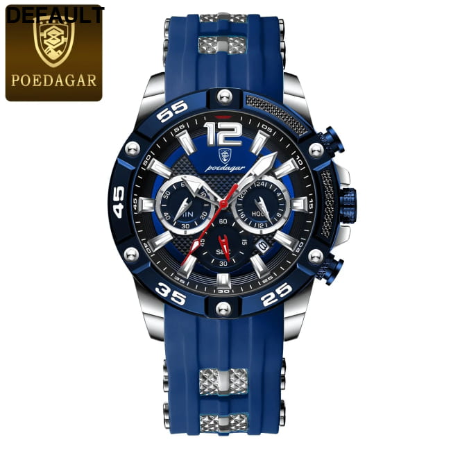 POEDAGAR Luxury Man Wristwatch Sport Chronograph Waterproof Silver Blue Men Quartz Watches Best Selling Products