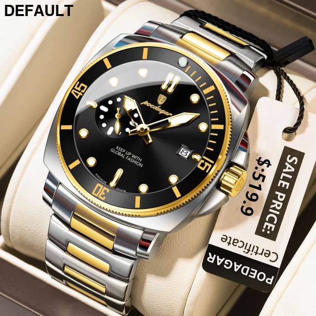 POEDAGAR Luxury Sports Man Wristwatch Luminous Waterproof Date Watch For Men Business Stainless Steel Quartz Men’s