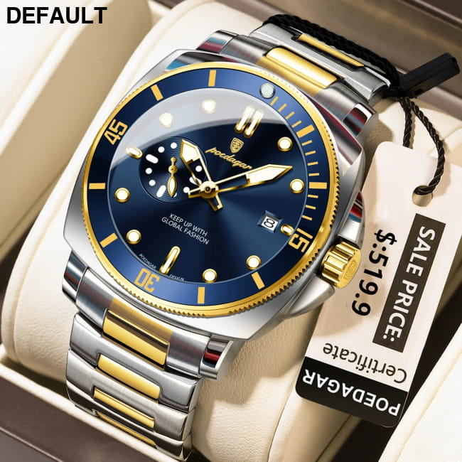 Poedagar Luxury Sports Man Wristwatch Luminous Waterproof Date Watch 873 Gold Blue Men Quartz Watches Best Selling