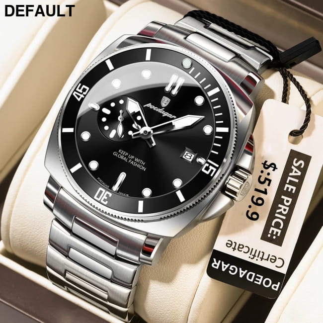 Poedagar Luxury Sports Man Wristwatch Luminous Waterproof Date Watch 873 Silver Black Men Quartz Watches Best Selling