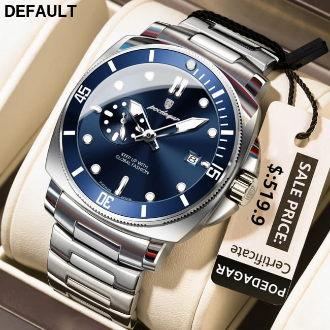Poedagar Luxury Sports Man Wristwatch Luminous Waterproof Date Watch 873 Silver Blue Men Quartz Watches Best Selling