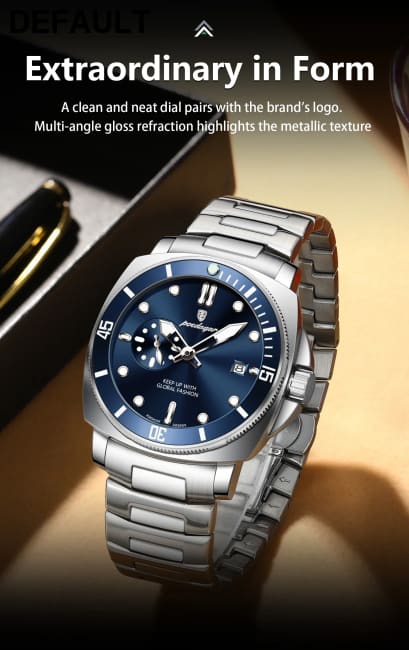POEDAGAR Luxury Sports Man Wristwatch Luminous Waterproof Date Watch For Men Business Stainless Steel Quartz Men’s
