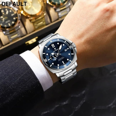 POEDAGAR Luxury Sports Man Wristwatch Luminous Waterproof Date Watch For Men Business Stainless Steel Quartz Men’s