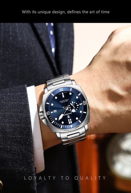 POEDAGAR Luxury Sports Man Wristwatch Luminous Waterproof Date Watch For Men Business Stainless Steel Quartz Men’s