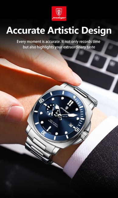 POEDAGAR Luxury Sports Man Wristwatch Luminous Waterproof Date Watch For Men Business Stainless Steel Quartz Men’s