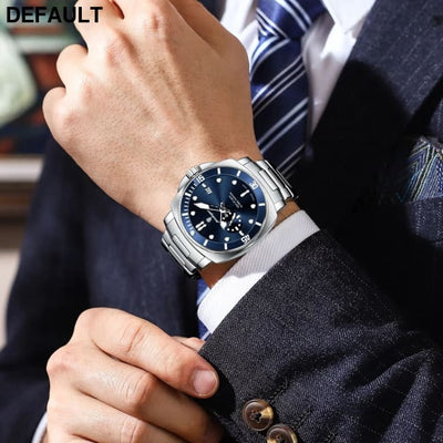 POEDAGAR Luxury Sports Man Wristwatch Luminous Waterproof Date Watch For Men Business Stainless Steel Quartz Men’s