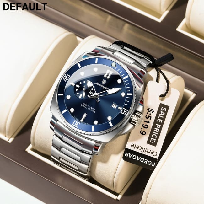 POEDAGAR Luxury Sports Man Wristwatch Luminous Waterproof Date Watch For Men Business Stainless Steel Quartz Men’s