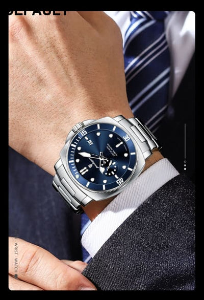 POEDAGAR Luxury Sports Man Wristwatch Luminous Waterproof Date Watch For Men Business Stainless Steel Quartz Men’s