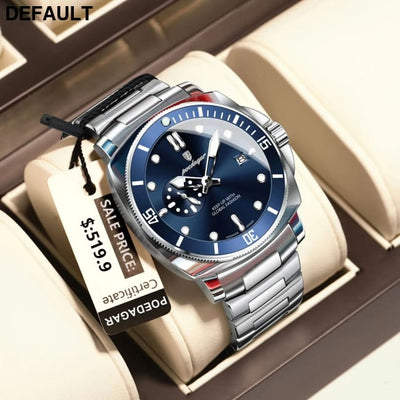 POEDAGAR Luxury Sports Man Wristwatch Luminous Waterproof Date Watch For Men Business Stainless Steel Quartz Men’s