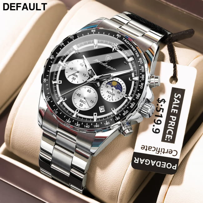 POEDAGAR Original Men Clock Sports Waterproof Luminous 879 Silver Black Sport Watches
