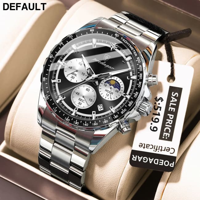 POEDAGAR Original Men Clock Sports Waterproof Luminous Chronograph Date Watch For Man Stainless Steel Quartz Men’s