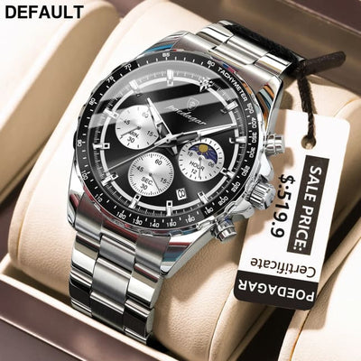 POEDAGAR Original Men Clock Sports Waterproof Luminous Chronograph Date Watch For Man Stainless Steel Quartz Men’s