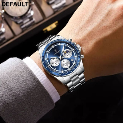 POEDAGAR Original Men Clock Sports Waterproof Luminous Chronograph Date Watch For Man Stainless Steel Quartz Men’s