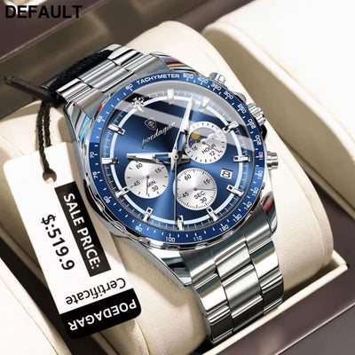 POEDAGAR Original Men Clock Sports Waterproof Luminous Chronograph Date Watch For Man Stainless Steel Quartz Men’s