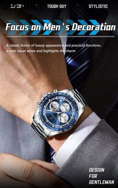 POEDAGAR Original Men Clock Sports Waterproof Luminous Chronograph Date Watch For Man Stainless Steel Quartz Men’s