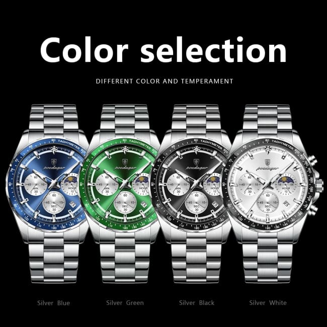 POEDAGAR Original Men Clock Sports Waterproof Luminous Chronograph Date Watch For Man Stainless Steel Quartz Men’s