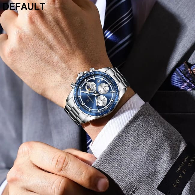 POEDAGAR Original Men Clock Sports Waterproof Luminous Chronograph Date Watch For Man Stainless Steel Quartz Men’s