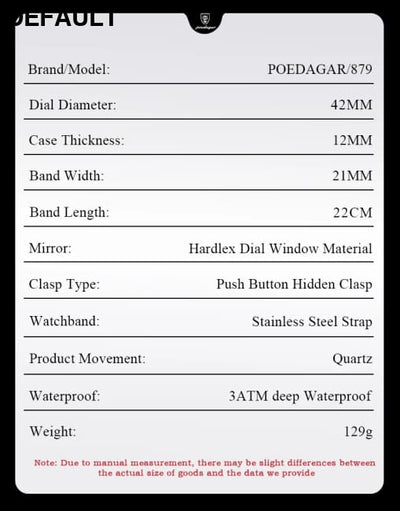 POEDAGAR Original Men Clock Sports Waterproof Luminous Chronograph Date Watch For Man Stainless Steel Quartz Men’s