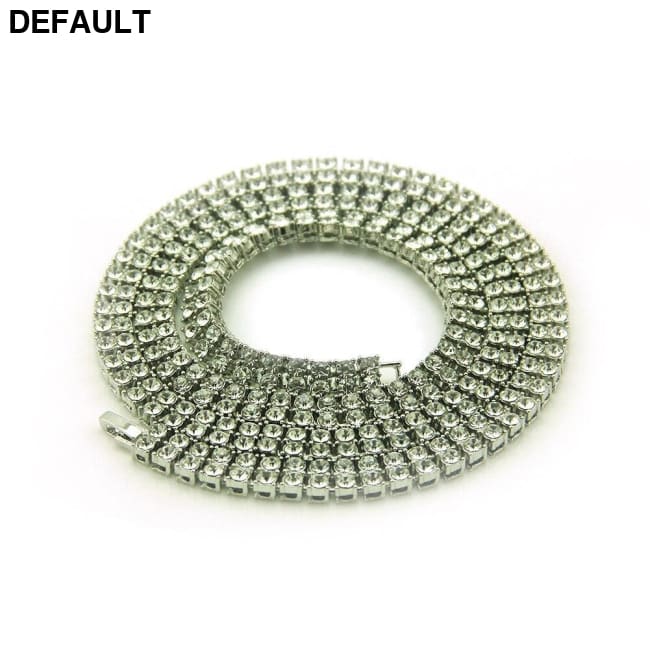 Popular Men’s Hip-hop Double Row Diamond Alloy Chain Full Length Necklace Sold By European And American Fashion