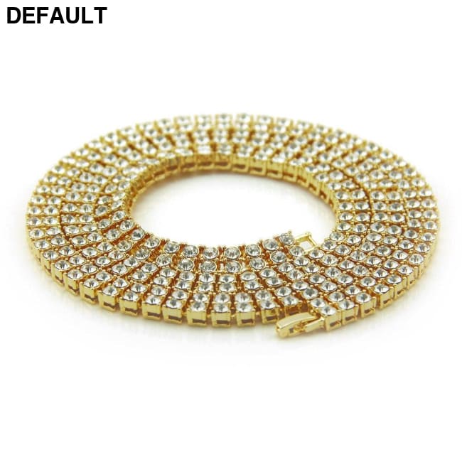 Popular Men’s Hip-hop Double Row Diamond Alloy Chain Full Length Necklace Sold By European And American Fashion