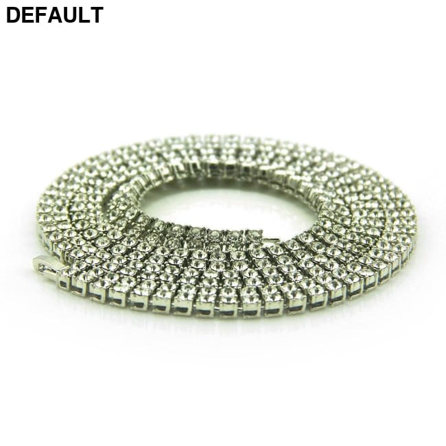 Popular Men’s Hip-hop Double Row Diamond Alloy Chain Full Length Necklace Sold By European And American Fashion