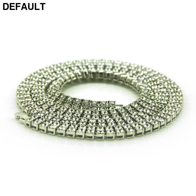 Popular Men’s Hip-hop Double Row Diamond Alloy Chain Full Silver 30inch Men Necklaces
