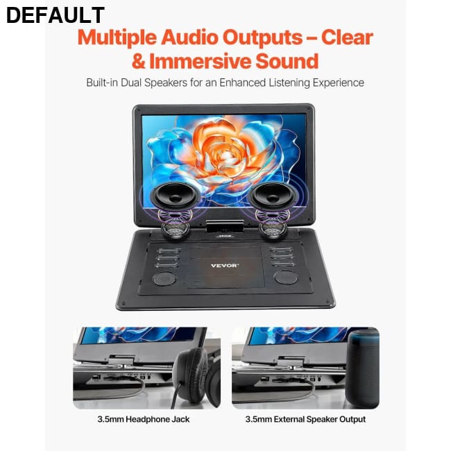 Portable 15.6 Inch HD Swivel Display Screen for DVD Player with 4.5-5 H Built-in Battery CD & VCD Conpatible inch dvd