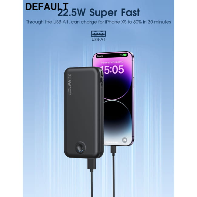Portable Charger Power Bank 12000mAh with Built-in Wall Black Best Selling Products