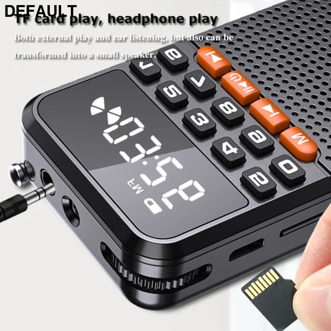 Portable FM Mini Radio Dual Antenna Pocket Receiver Bluetooth 5.0 Speaker TF Card Music Player with LED Flashlight