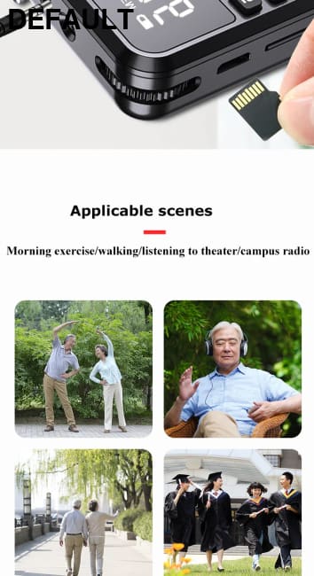 Portable FM Mini Radio Dual Antenna Pocket Receiver Bluetooth 5.0 Speaker TF Card Music Player with LED Flashlight