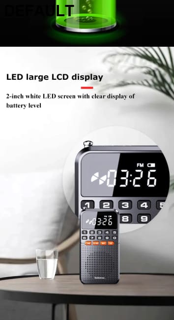 Portable FM Mini Radio Dual Antenna Pocket Receiver Bluetooth 5.0 Speaker TF Card Music Player with LED Flashlight