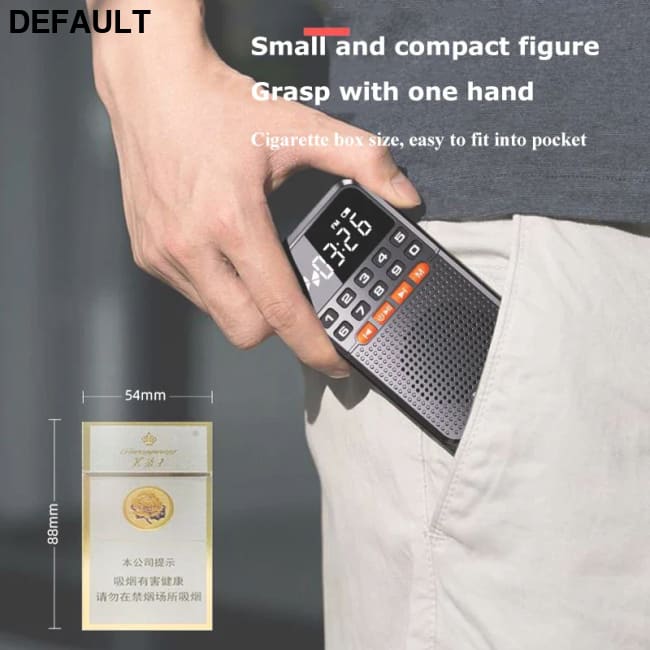 Portable FM Mini Radio Dual Antenna Pocket Receiver Bluetooth 5.0 Speaker TF Card Music Player with LED Flashlight
