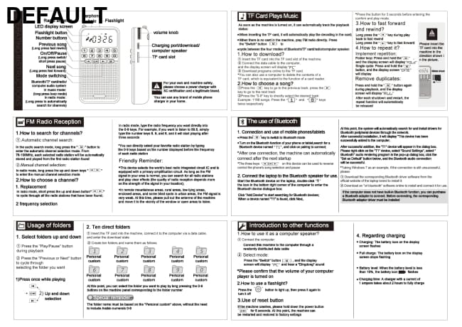 Portable FM Mini Radio Dual Antenna Pocket Receiver Bluetooth 5.0 Speaker TF Card Music Player with LED Flashlight