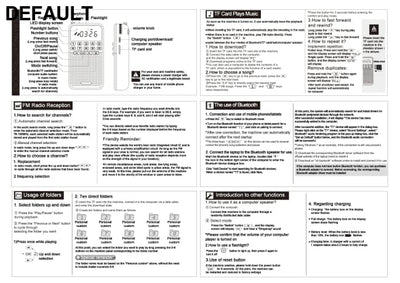 Portable FM Mini Radio Dual Antenna Pocket Receiver Bluetooth 5.0 Speaker TF Card Music Player with LED Flashlight