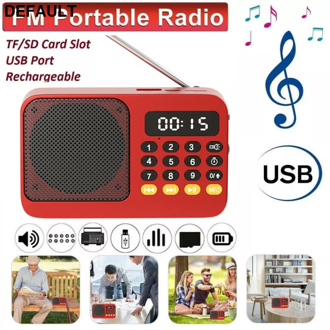 Portable Radio Music Player Handheld Rechargeable Digital FM USB TF MP3 Speaker Devices Supplies With LED Display Green