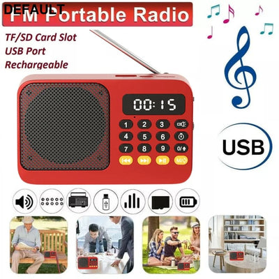 Portable Radio Music Player Handheld Rechargeable Digital FM USB TF MP3 Speaker Devices Supplies With LED Display Green