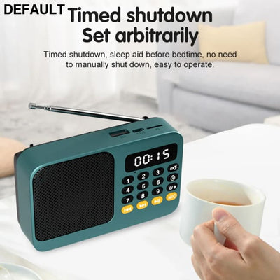 Portable Radio Music Player Handheld Rechargeable Digital FM USB TF MP3 Speaker Devices Supplies With LED Display Green
