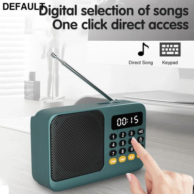 Portable Radio Music Player Handheld Rechargeable Digital FM USB TF MP3 Speaker Devices Supplies With LED Display Green