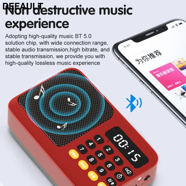 Portable Radio Music Player Handheld Rechargeable Digital FM USB TF MP3 Speaker Devices Supplies With LED Display Green