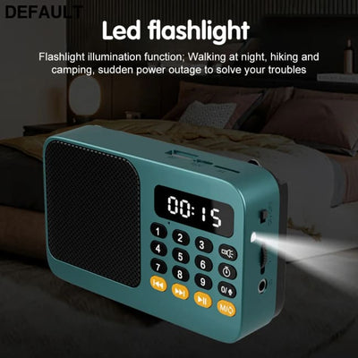 Portable Radio Music Player Handheld Rechargeable Digital FM USB TF MP3 Speaker Devices Supplies With LED Display Green
