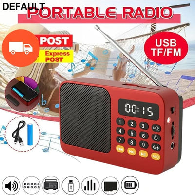 Portable Radio Music Player Handheld Rechargeable Digital FM USB TF MP3 Speaker Devices Supplies With LED Display Green