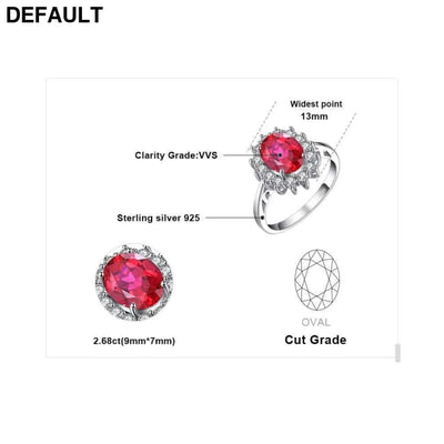 Princess Diana William Engagement Wedding Created Red Ruby Ring Set Pure 925 Sterling Silver Jewelry Rings Best Selling