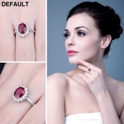 Princess Diana William Engagement Wedding Created Red Ruby Ring Set Pure 925 Sterling Silver Jewelry Rings Best Selling