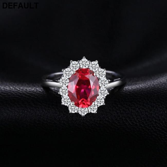 Princess Diana William Engagement Wedding Created Red Ruby Ring Set Pure 925 Sterling Silver Jewelry Rings Best Selling